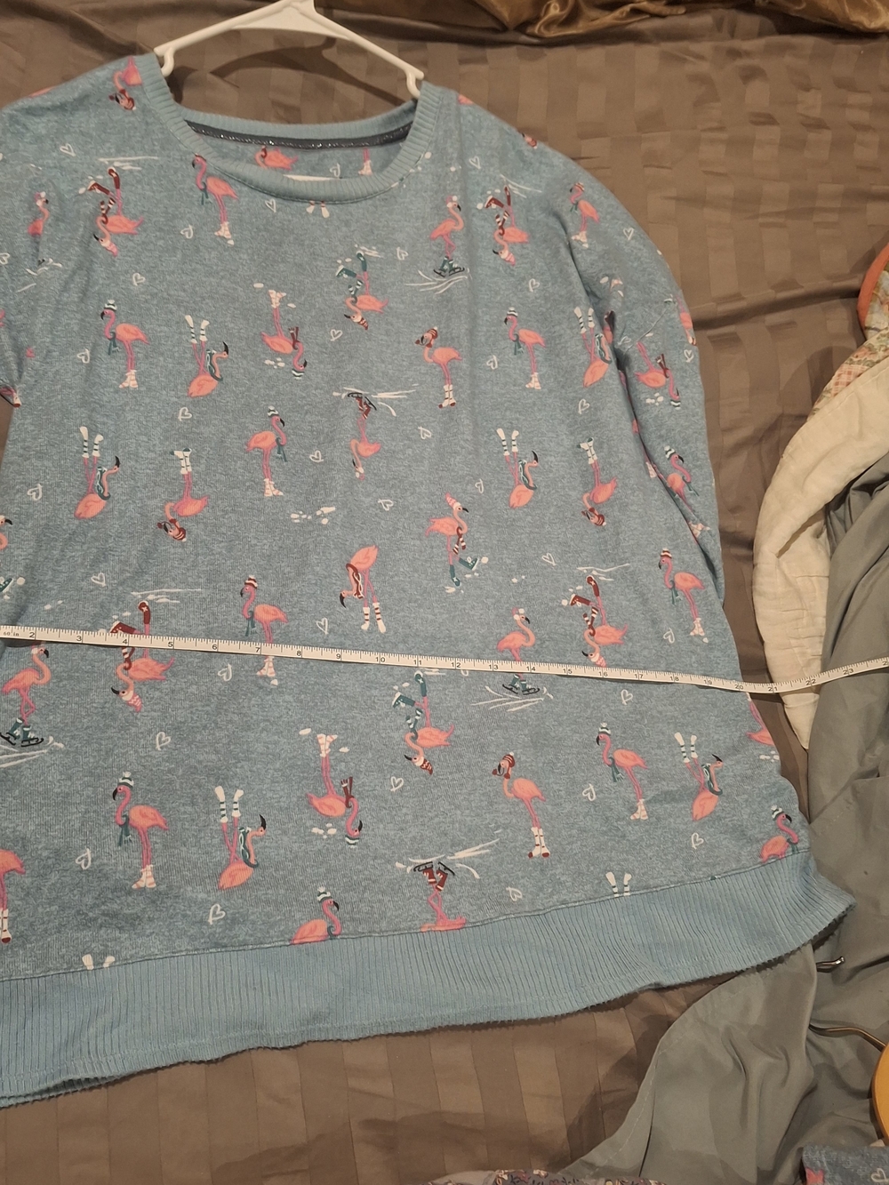 Relaxed Light Blue Women’s Pajama Set with Pink Accent Print - Picture 8 of 16